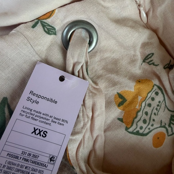 Y-neck Orange Print Linen Mini A-line Dress by wild fable - Picture 6 of 8